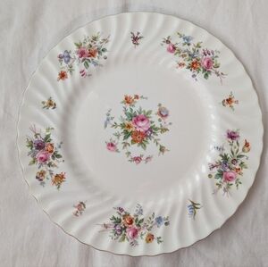 Vintage Minton Marlow Bone China Multicolor Floral Swirl Rim Dinner Plate